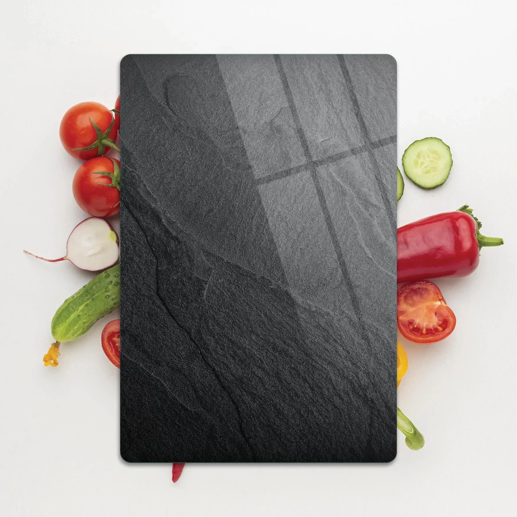Decovetro Cam Kesme Tahtası ve Sunumluk Siyah Taş Desenli 20x30 Cm