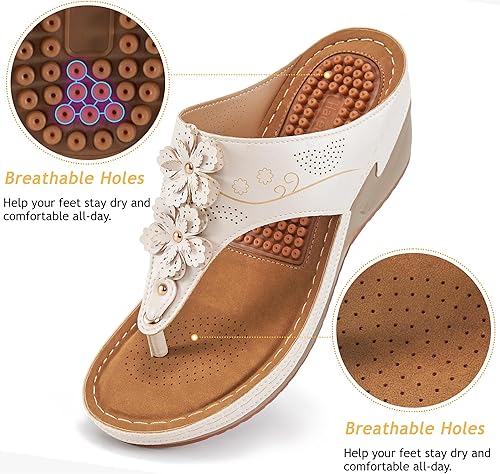 Miniatura 4 de HARENCE Sandalias de cuña para mujer cómodas sandalias de plataforma con plantilla acolchada para caminar, sandalias casuales de verano para mujer