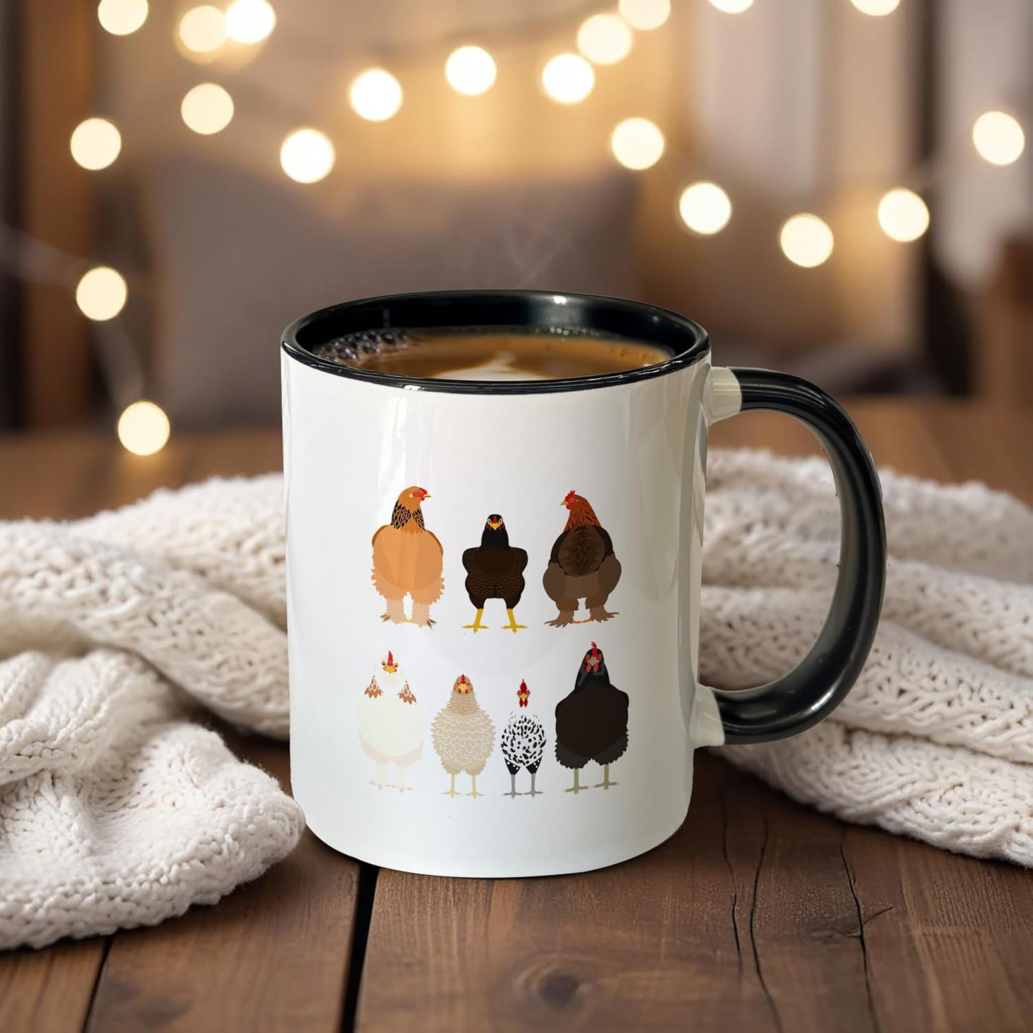 Funny Chicken Coffee Mugs - Chicken Mug, Rustic Chicken Coffee Teacup, ChickenGifts for Women ChickenLovers, Rustic Country Farmhouse Funny Chickens Ceramic CoffeeMug 11oz - Image 3