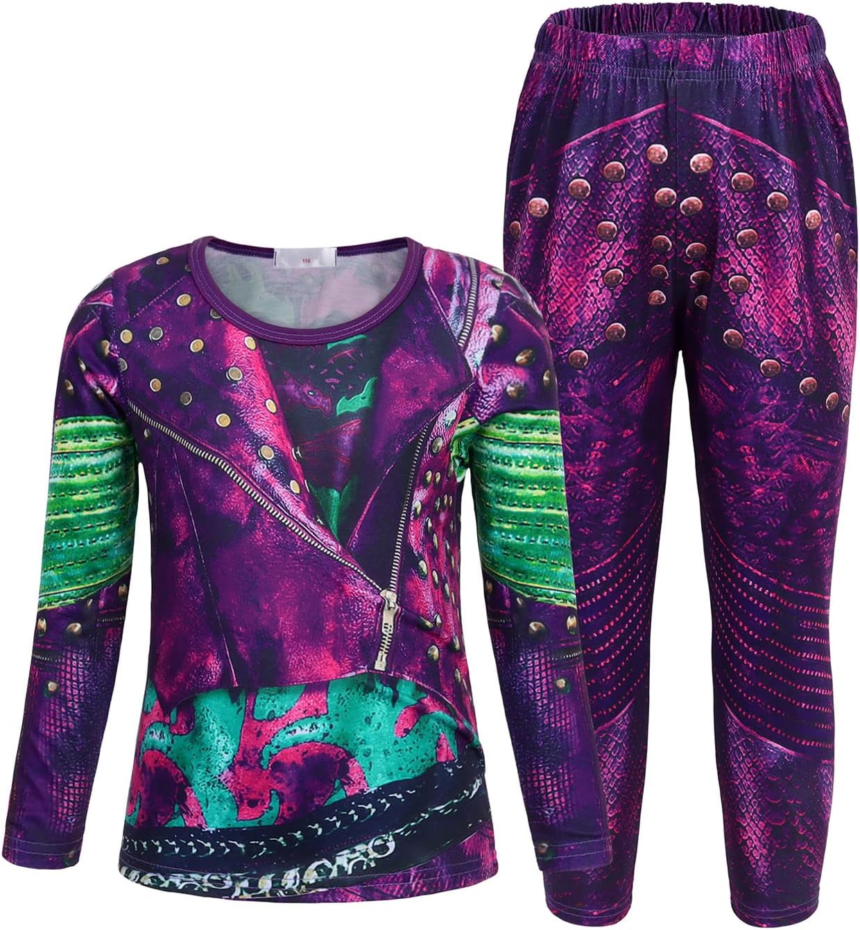 KumSoomliyDescendants 3 Mal Costume for Girls Kids Mal Dress Descendants Cosplay Girls Princess Dressing up Halloween Carnival World Book Day Fancy Dressing up Clothes Set