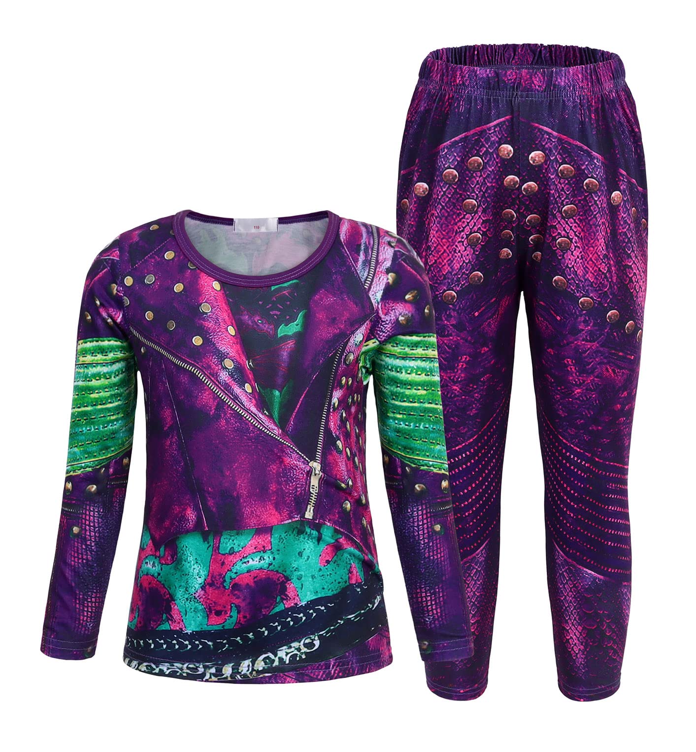 KumSoomliyDescendants 3 Mal Costume for Girls Kids Mal Dress Descendants Cosplay Girls Princess Dressing up Halloween Carnival World Book Day Fancy Dressing up Clothes Set