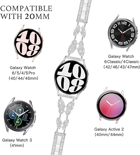 Miniatura 3 de G-ficu Correa de mariposa de 0.787 pulgadas para Samsung Galaxy Watch 4, 5, 6, 1.575 pulgadas, 1.732 pulgadas, correa de metal para reloj 5 ProWatch