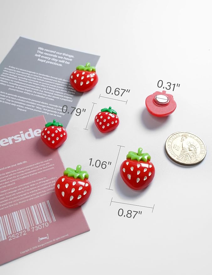 12 imanes decorativos fresas rojas para frigorífico miniatura 3