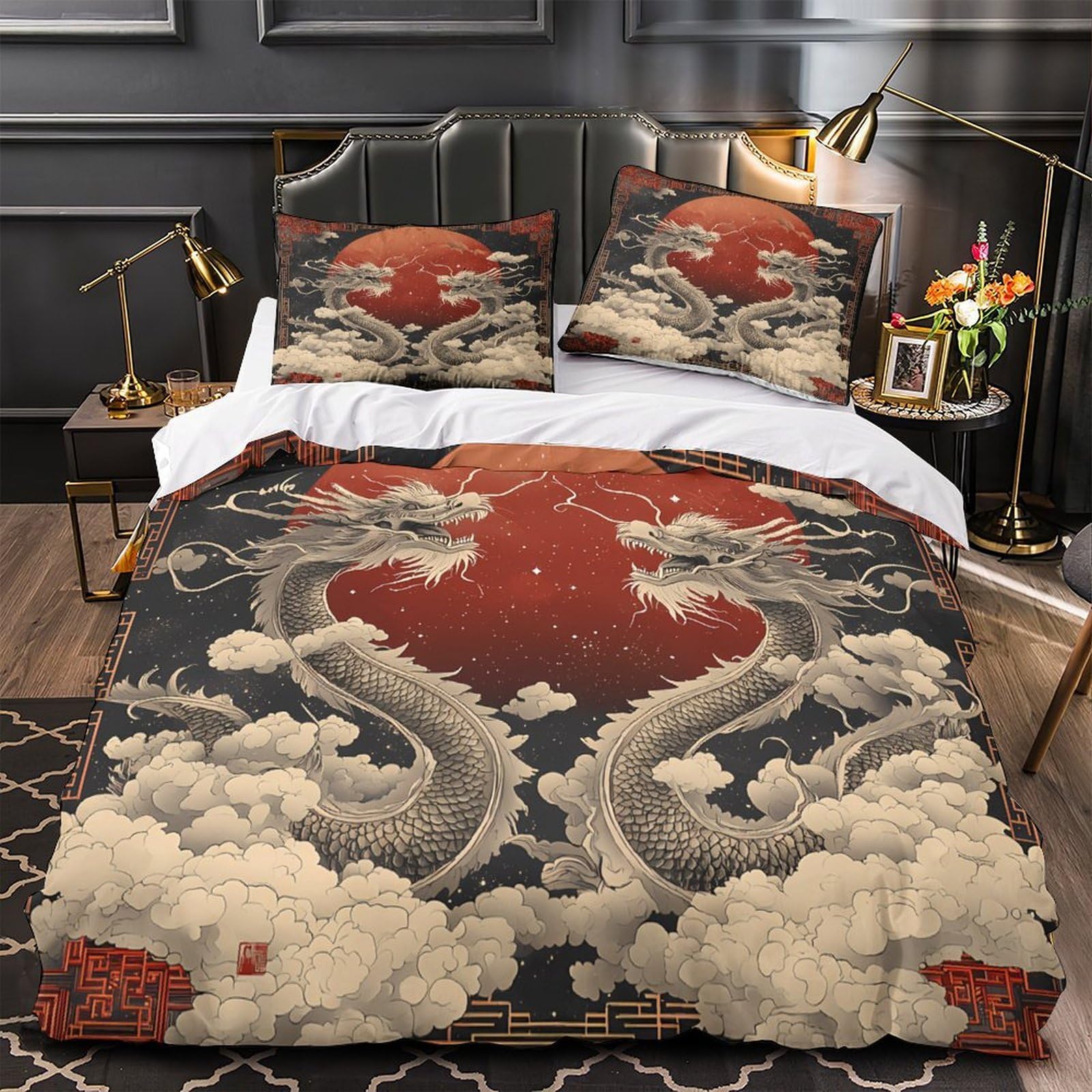 Housse de Couette 3D Motif Circuit Automobile Parure Lit Double Enfant Douceur Microfibre