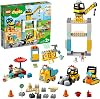 LEGO 10933 DUPLO Town Tower Crane & Construction Vehicle Toys with Digger, Truck, Light & Sound and Push & Go Motor for 2-5 Years Old