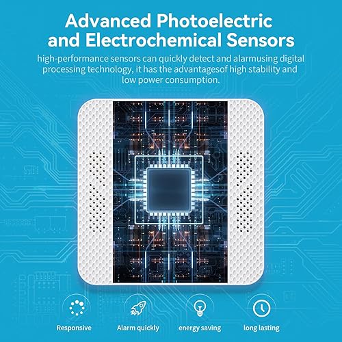 Miniatura 4 de Detector de humo, detector de monóxido de carbono, alarma de incendio y CO 2 en 1, funciona con pilas, detector de gas de monóxido de carbono con
