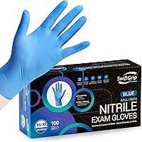 Vista 11 de Guantes de examen desechables de nitrilo SwiftGrip, azul, para uso médico, limpieza, aptos para alimentos, sin polvo, no estériles, caja de 1000