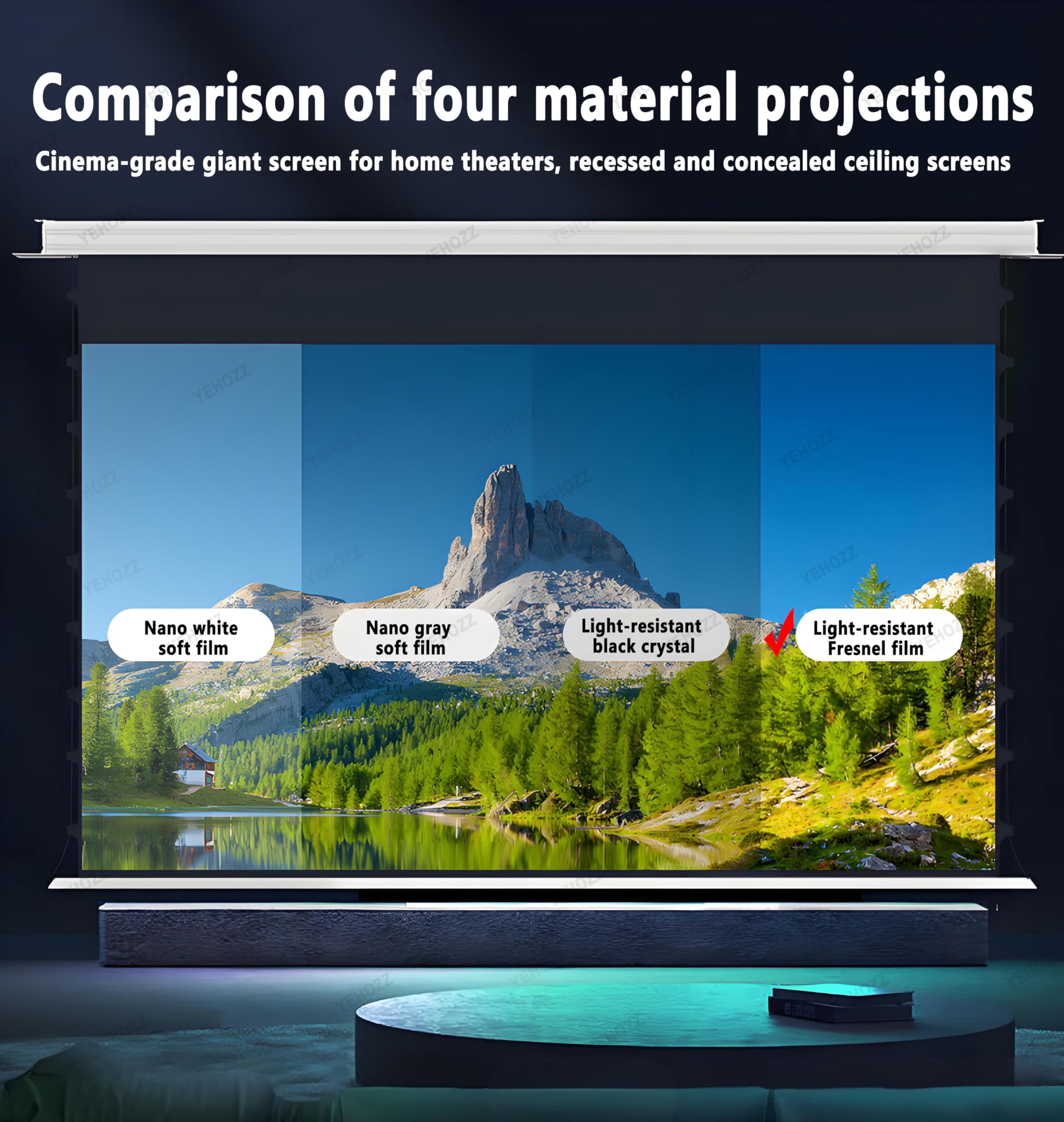 Schermo di Proiezione Motorizzato con Sollevamento da Pavimento, Supporta qualità Dell'immagine Ad Alta Definizione 3D/4k, Telecomando Wireless, Proiezione Portatile 100inch