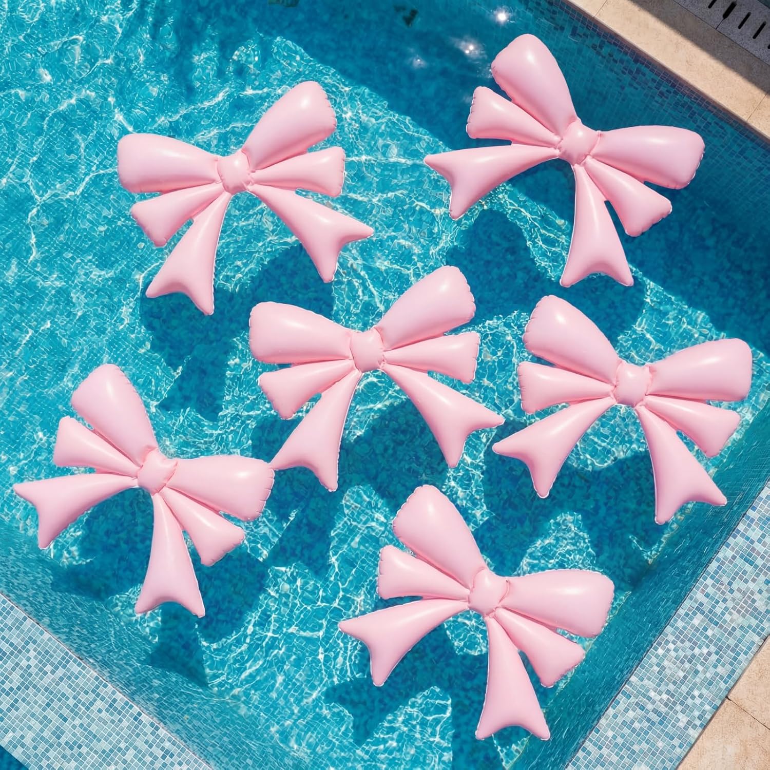 6 Pcs Inflatable Pink Bow Pool Floats for Adults, Large Pink Bow PVC Balloons Party Decorations for Summer Swimming Pool Birthday Wedding Baby Shower Gender Reveal Bridal (Without Pump)