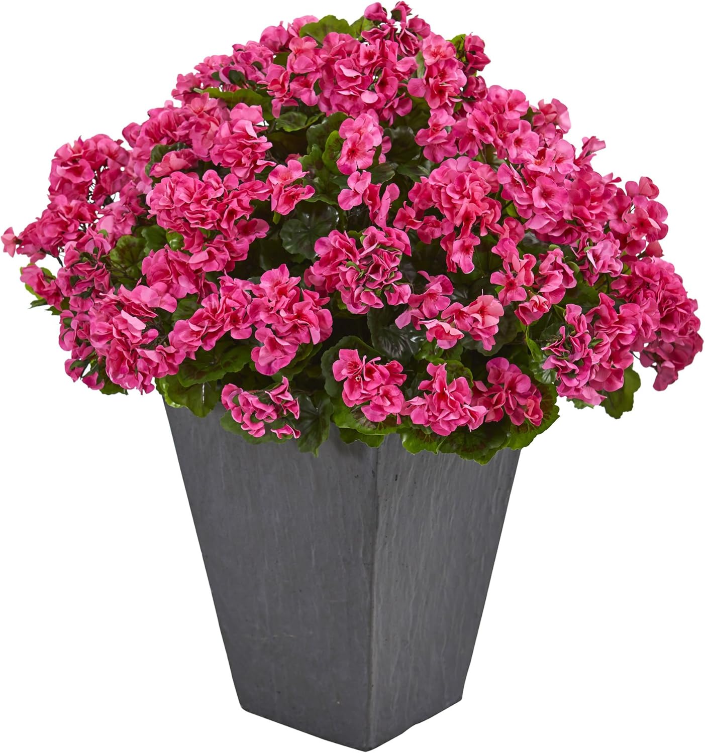 Nearly Natural Geranium Artificial Plant in Slate Planter UV Resistant (Indoor/Outdoor)
