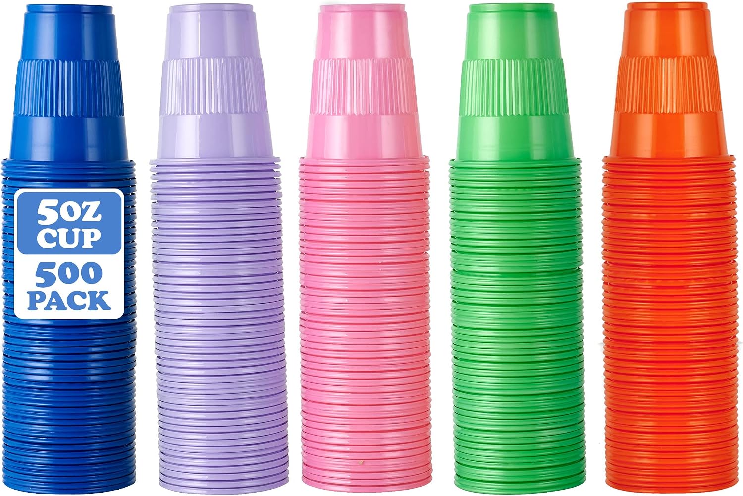 Lilymicky 500 Pack 5 oz Plastic Cups, Disposable Drinking Cups, Bathroom Cups in Assorted Colors Can Be Used As Tasting Cups, Party Tumblers, Jello Shot Cups, and Dental Cups