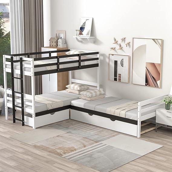 ODC 4 Bed in 1 LShaped Bunk Bed and Platform Bed with