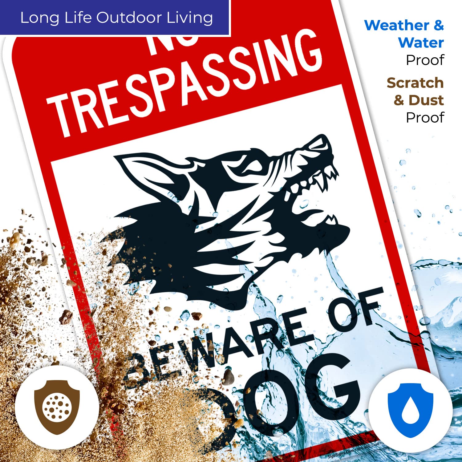 No Trespassing Beware of Dog Sign with Graphic Sign, 12x18 Inches, Rust Free .063 Aluminum, Fade Resistant, Made in USA