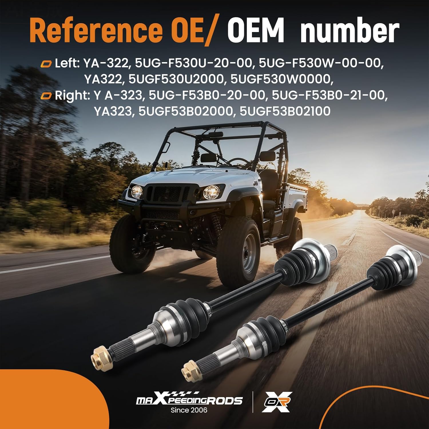 maXpeedingrods Pair (2) Rear CV Axle Shaft Assembly for Yamaha Rhino 450 2006-2009, Rhino 660 2004-2007, Left and Right Side, Replace# 5UG-F530W-00-00, 5UG-F530W-00-00