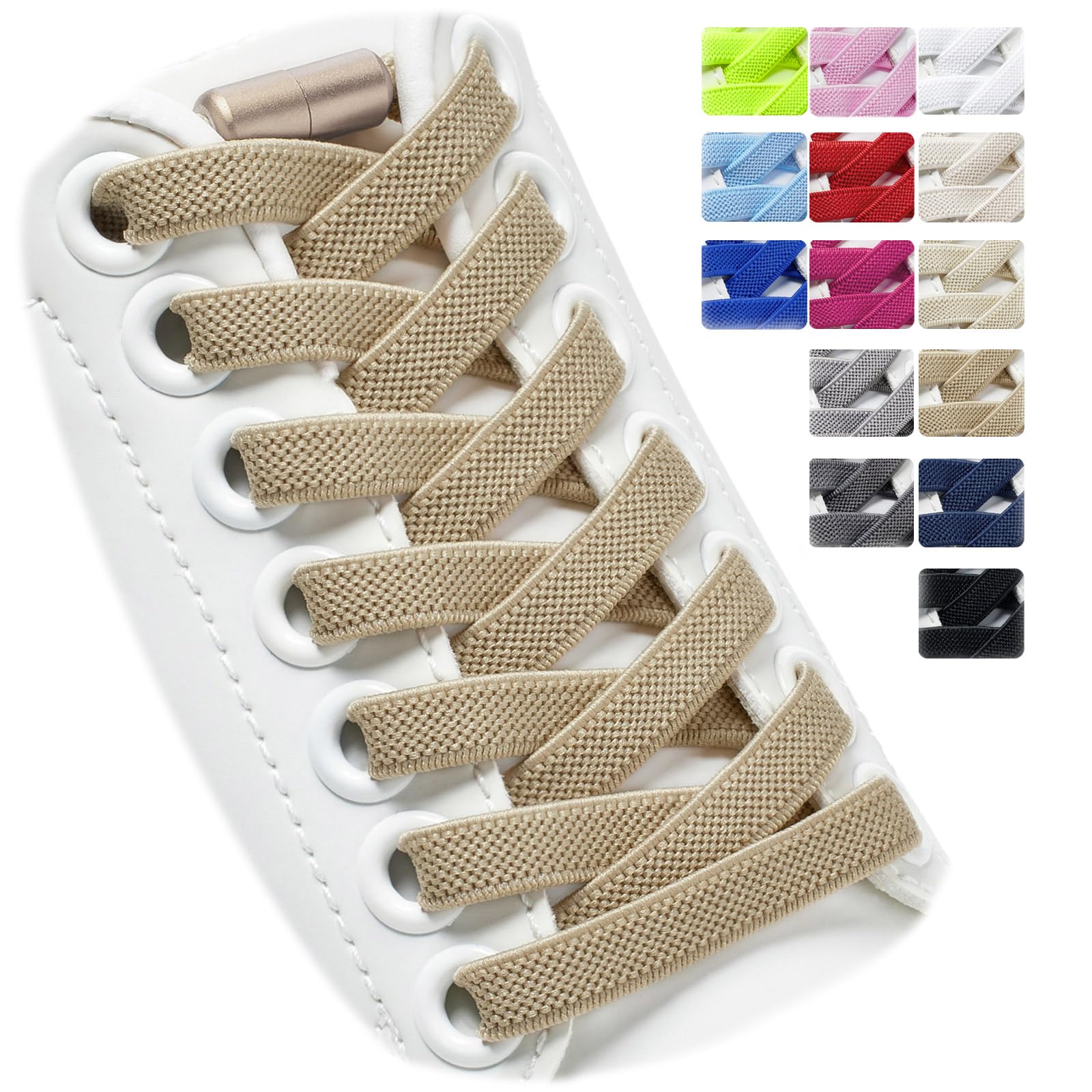 Puzeam 2 Pairs Elastic Laces - Elastic No Tie Shoe Laces for Kids, Adults Sneakers Shoes — view 22