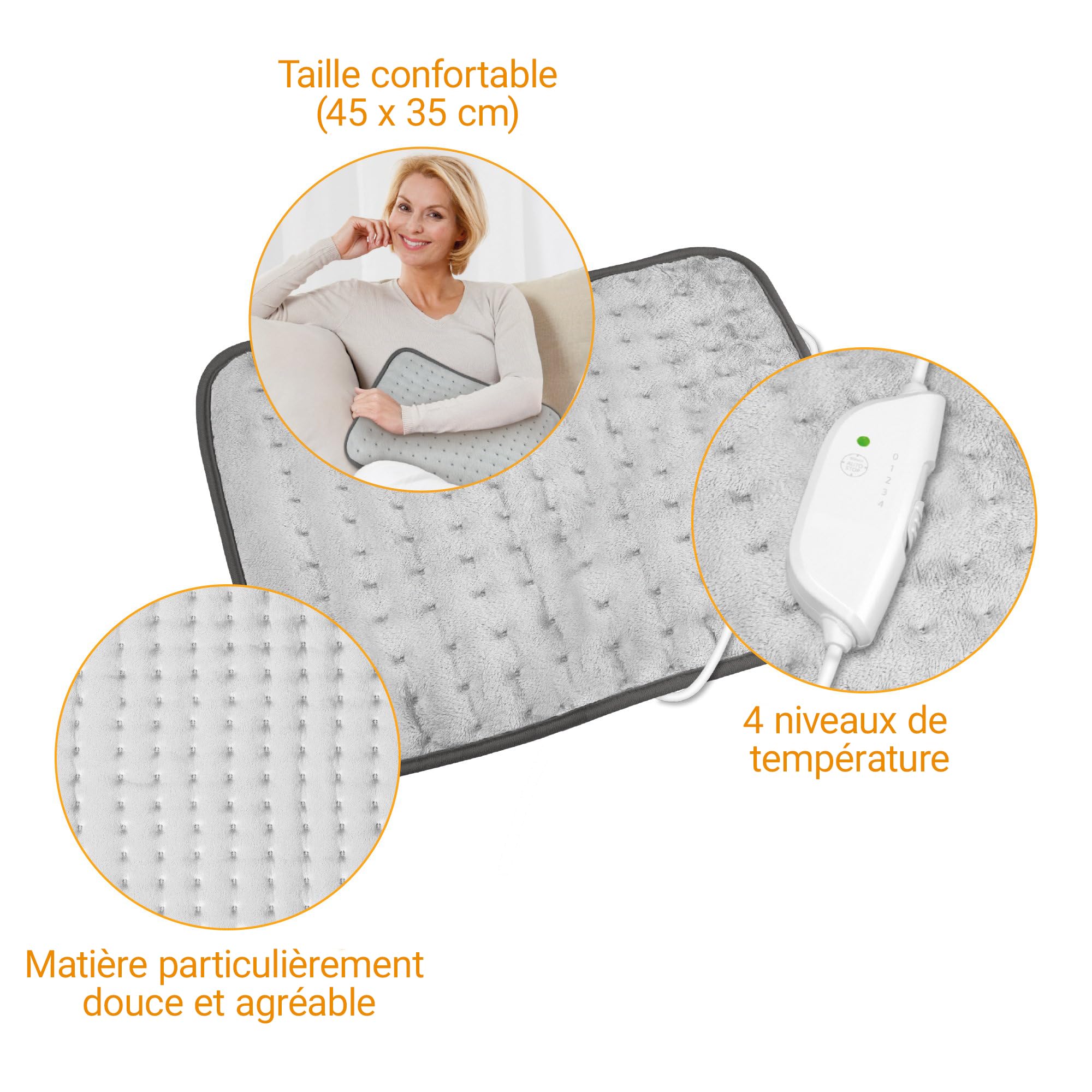 Medisana HP 650 XL - Coussin Chauffant dorsal, 45 x 35 cm, 4 Niveaux de température, Protection contre la surchauffe, Arrêt automatique, Lavable | pour dos, fesses et nuque, avec 4 niveaux de chaleur et protection anti-surchauffe, tapis chauffant avec arr