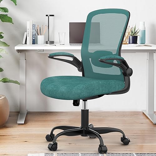 BIFMA - Silla de oficina ergonómica con soporte lumbar ajustable, silla de computadora de malla de respaldo alto con reposabrazos abatibles, sillas