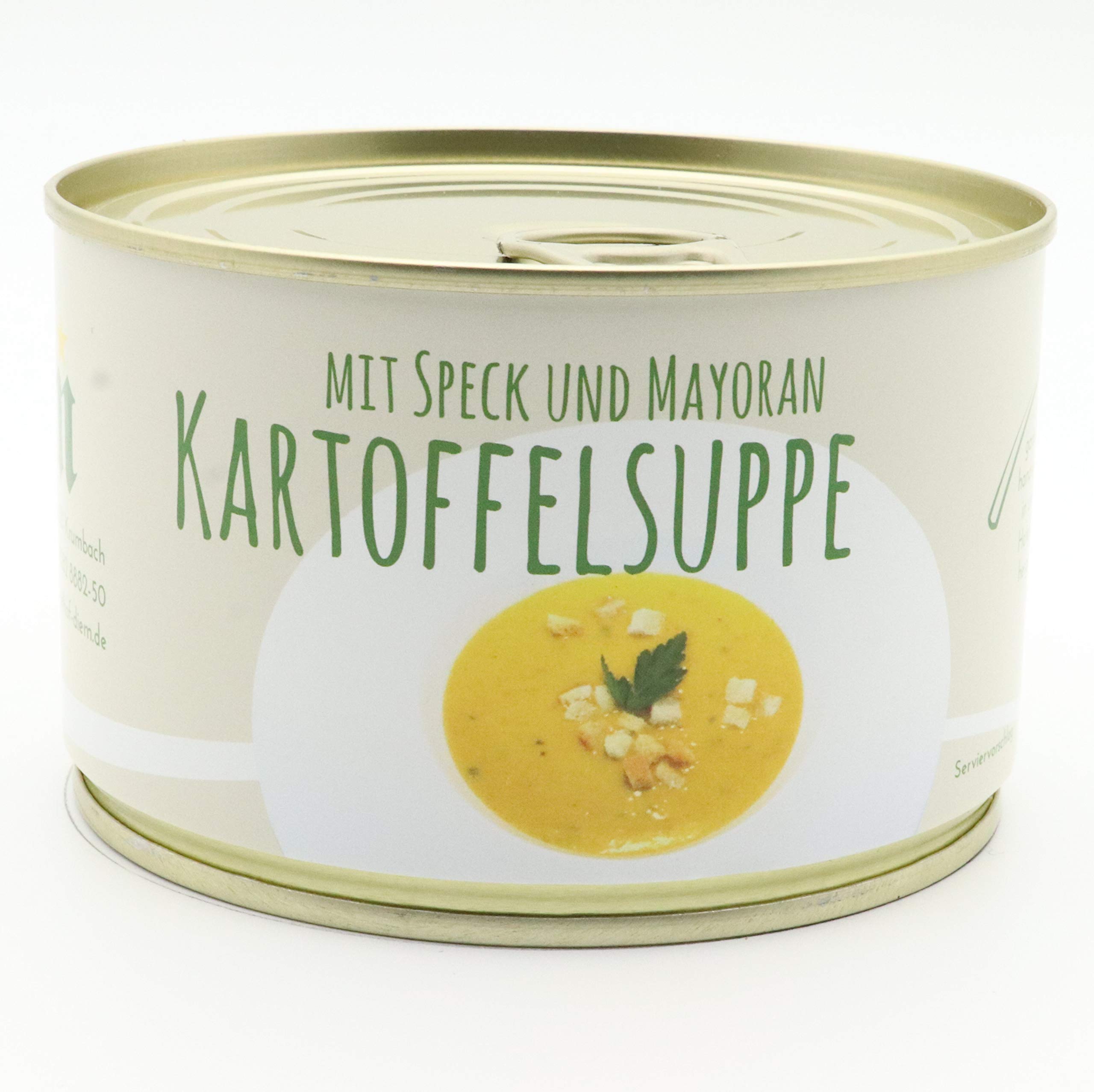 Diem Suppe Paket , Probierpaket - Lieblingssuppe - Apfel Sellerie Suppe, Zwiebelsuppe, Kartoffelsuppe, Karotten Orangen Suppe, Tomatencremesuppe, Gulaschsuppe 6 x 400g Konserve
