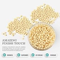 Vista 5 de O'Creme Perlas de azúcar comestibles de marfil suministros de decoración de pasteles para panaderos: galletas, cupcakes y glaseados, gránulos