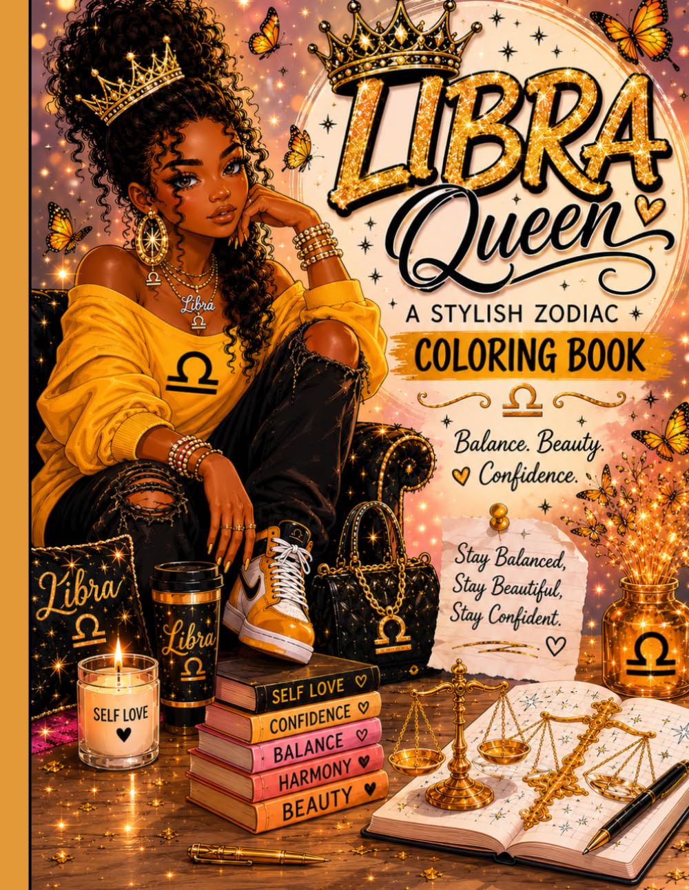 Libra Queen: A Stylish Zodiac Coloring Book for Balance, Beauty & Confidence