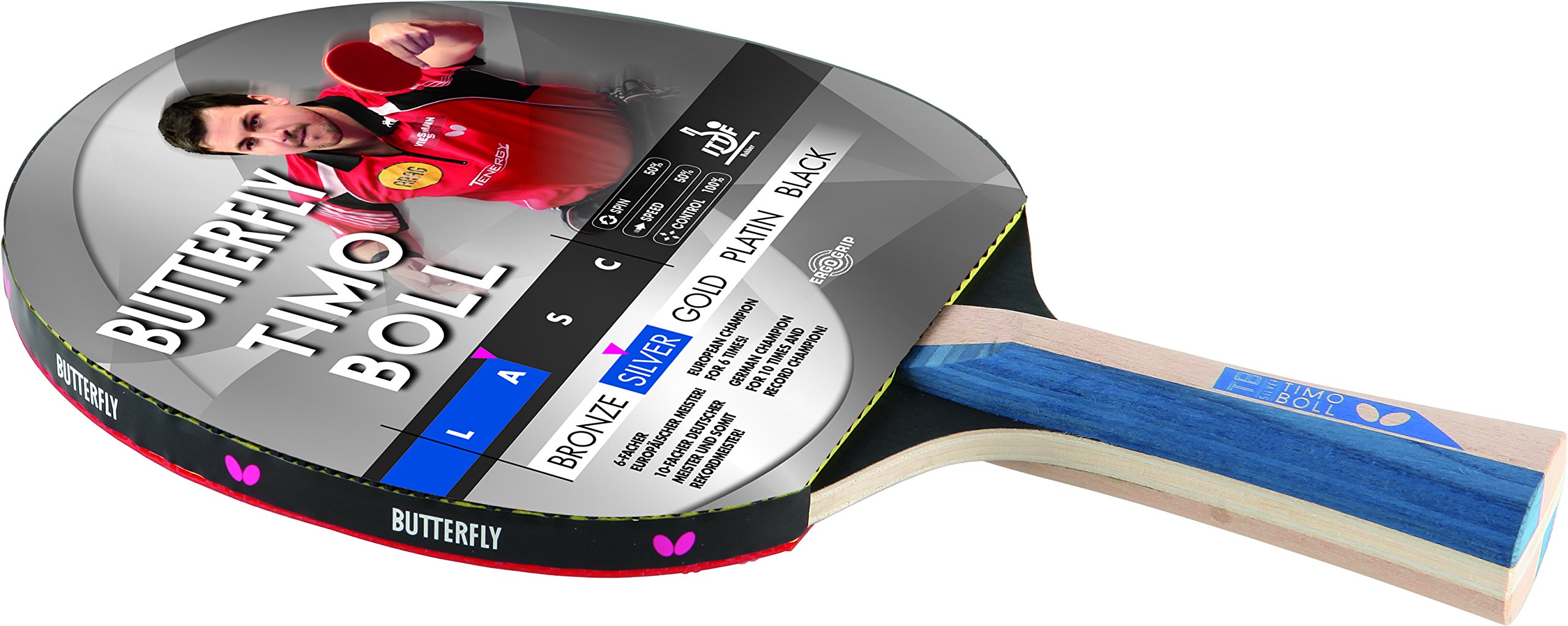 Butterfly® Timo Boll Silver Tischtennisschläger | Tischtennis Racket TT Hobbyschläger für ambitionierte Freizeitspieler | hochwertige Qualität | ITTF zertifizierter Addoy Belag | anatomische Griffform