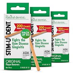 The Natural Dentist Stim-U-Dent Mint Dental Picks Wooden Toothpicks for Food Plaque Removal Travel-Friendly 24 Packs of 25