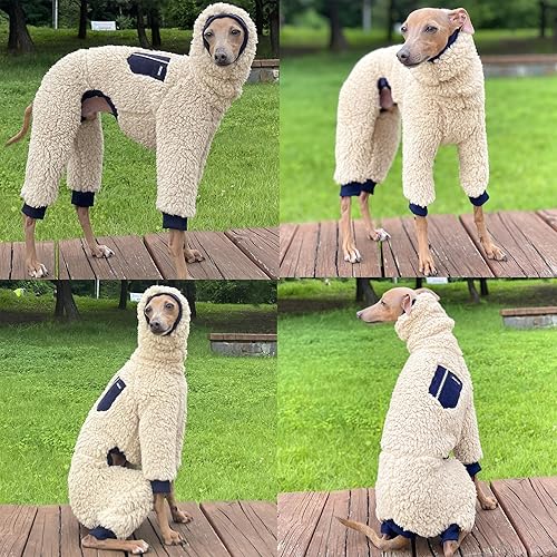 Miniatura 4 de Suéter de galgo italiano de cuello alto, traje de vellón cálido, mameluco de forro polar, abrigo para perro (XL, azul marino)