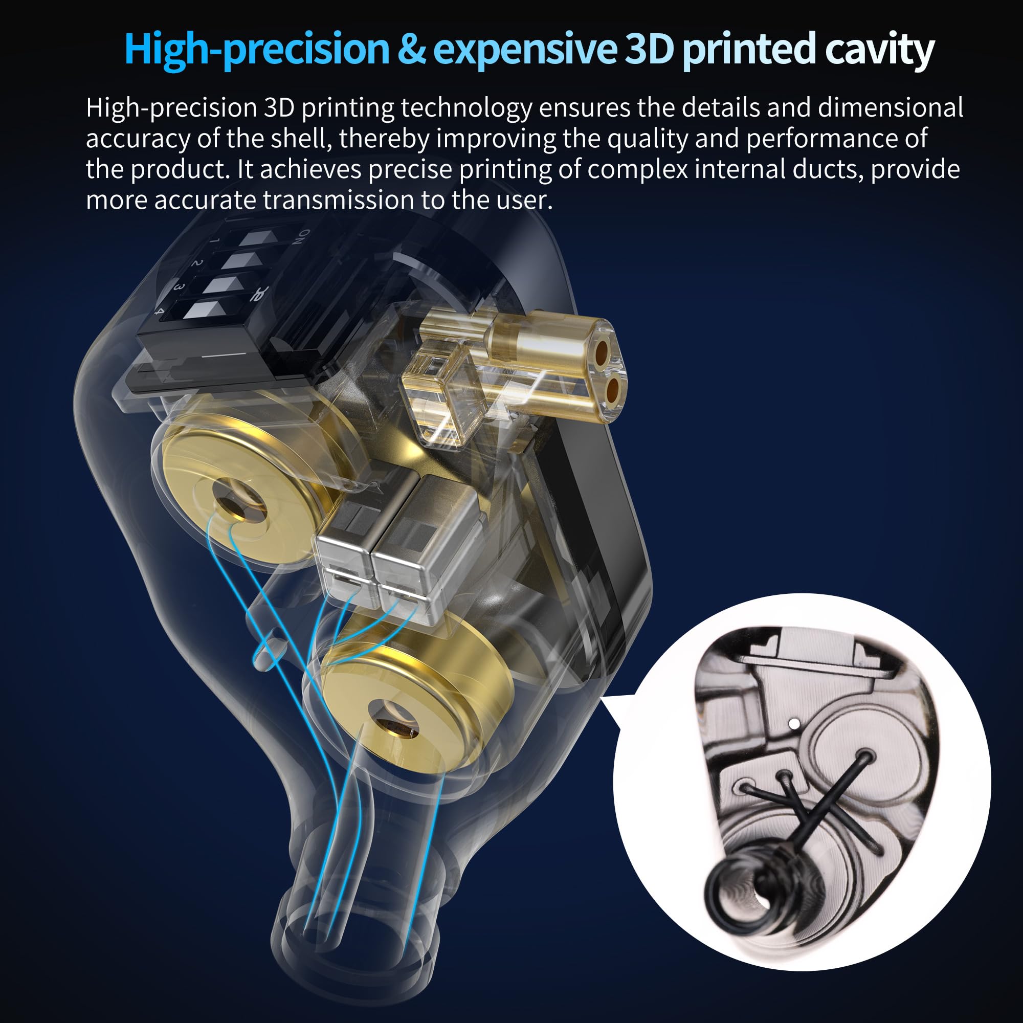 CCA Rhapsody - Cuffie in-ear con interruttore di sintonizzazione a 4 modalità, 2DD+4BA Hybrid Gaming IEM, Hi-Fi Bass Wired auricolari per audiofili, musicisti e cantanti