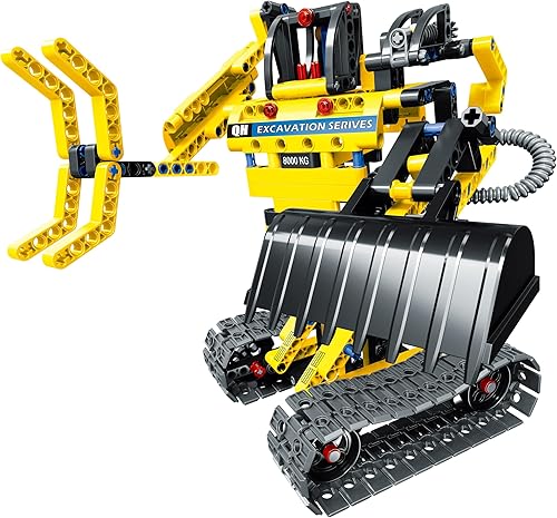 Miniatura 3 de STEM - Juguete de construcción de ingeniería de transmisión mecánica, excavadora 2 en 1 y bloques de construcción robot, juguete desmontable, 342