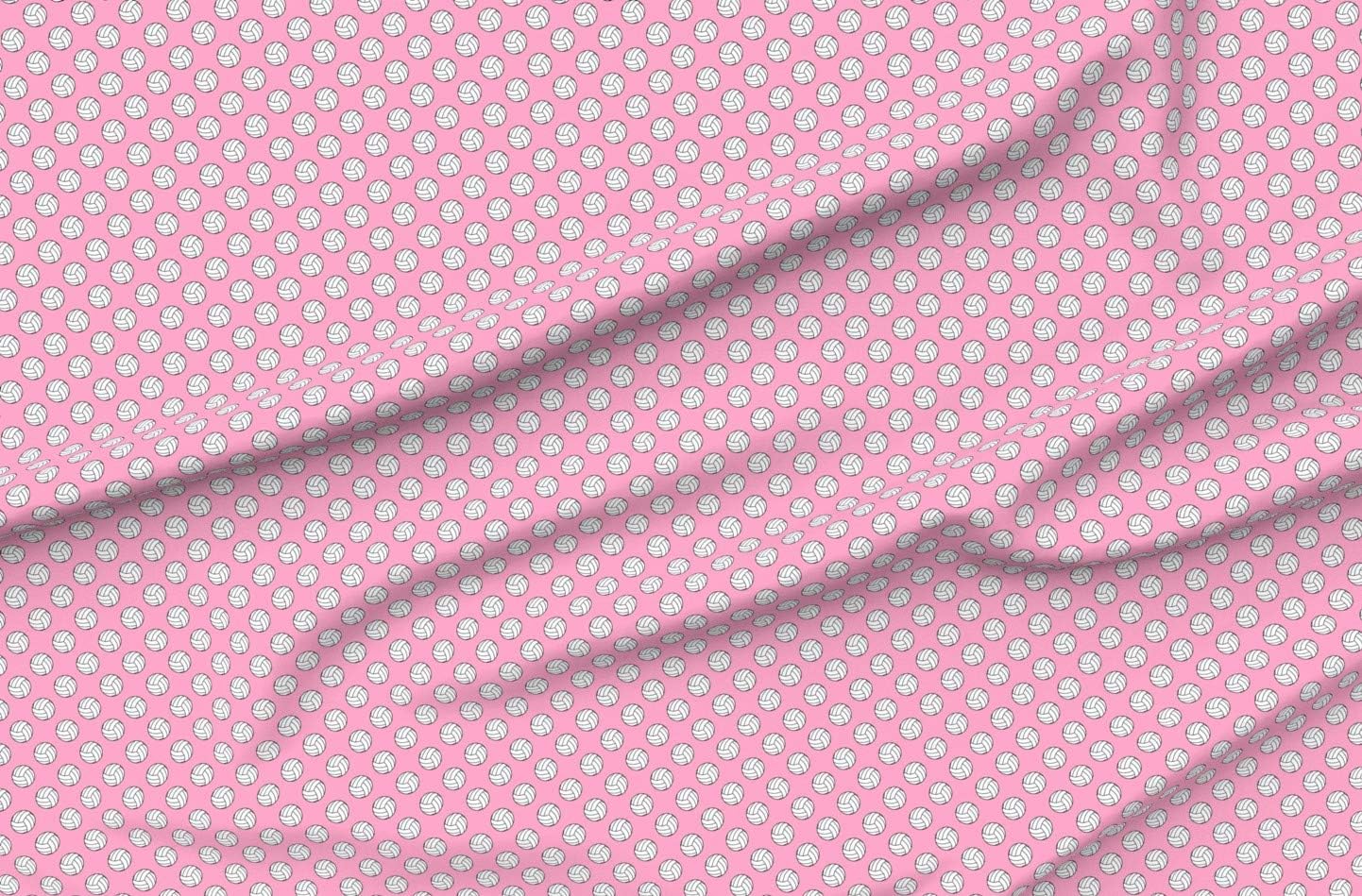 Spoonflower Fabric - Black White Sports Volleyball Balls Carnation Pink Volley Power Team Printed on Minky Fabric by The Yard - Sewing Baby Blankets Quilt Backing Plush