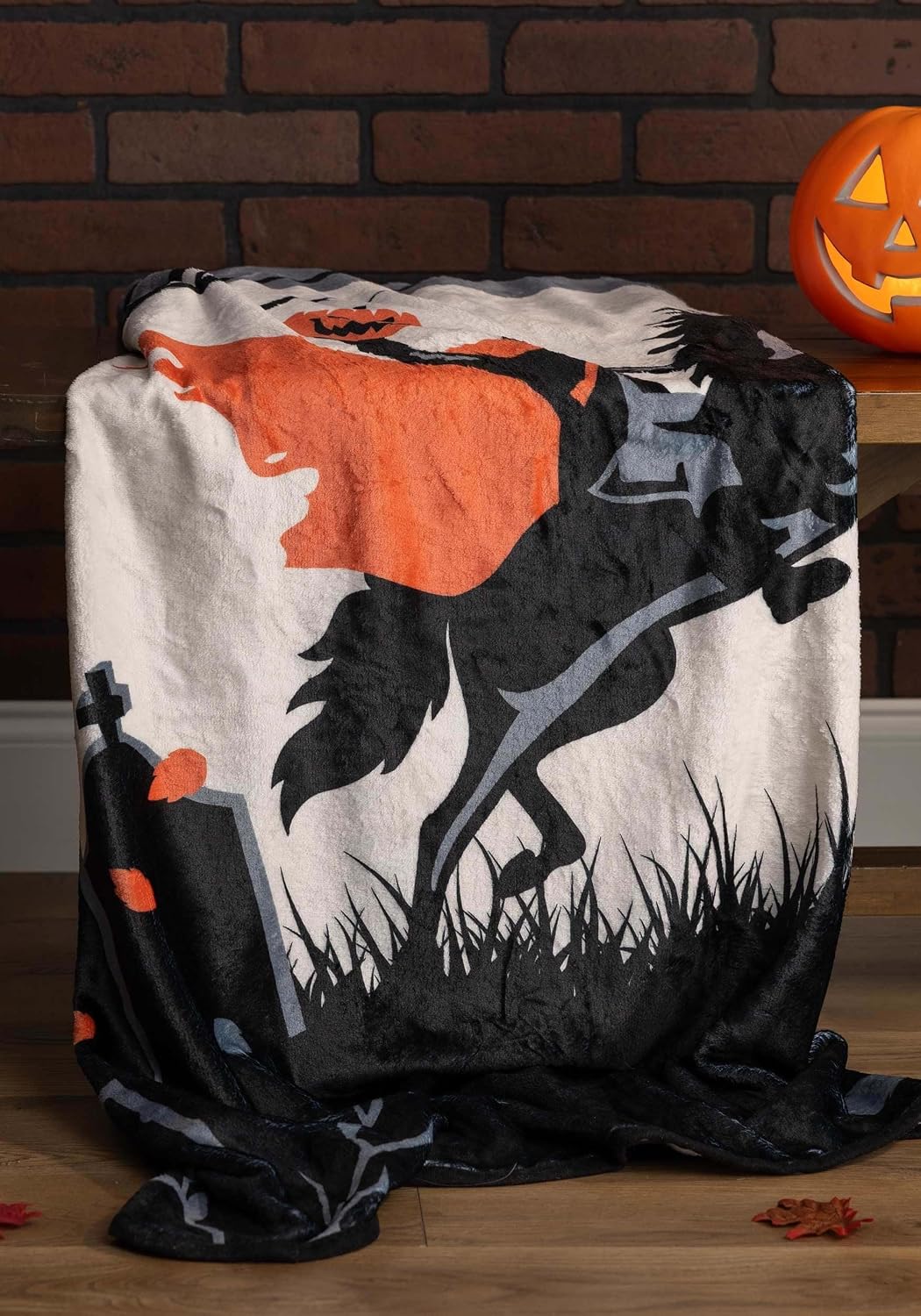 Fun Costumes Headless Horseman Fleece Microfiber Throw Blanket 60" x 48" | Soft & Fuzzy Spooky Horror Halloween Home Decor