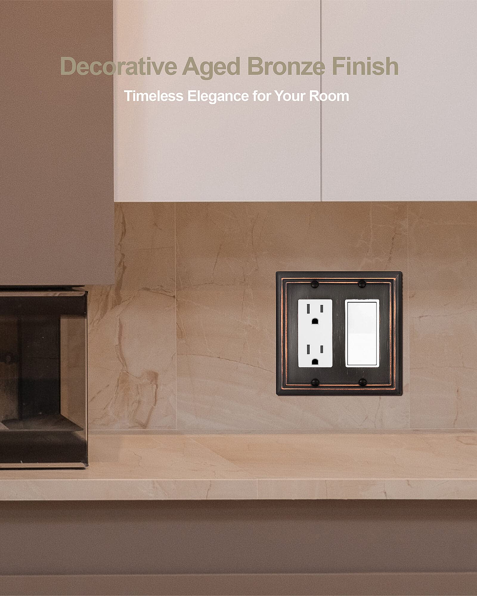Double Decorator Wall Plates, Aged Bronze Wall Plates