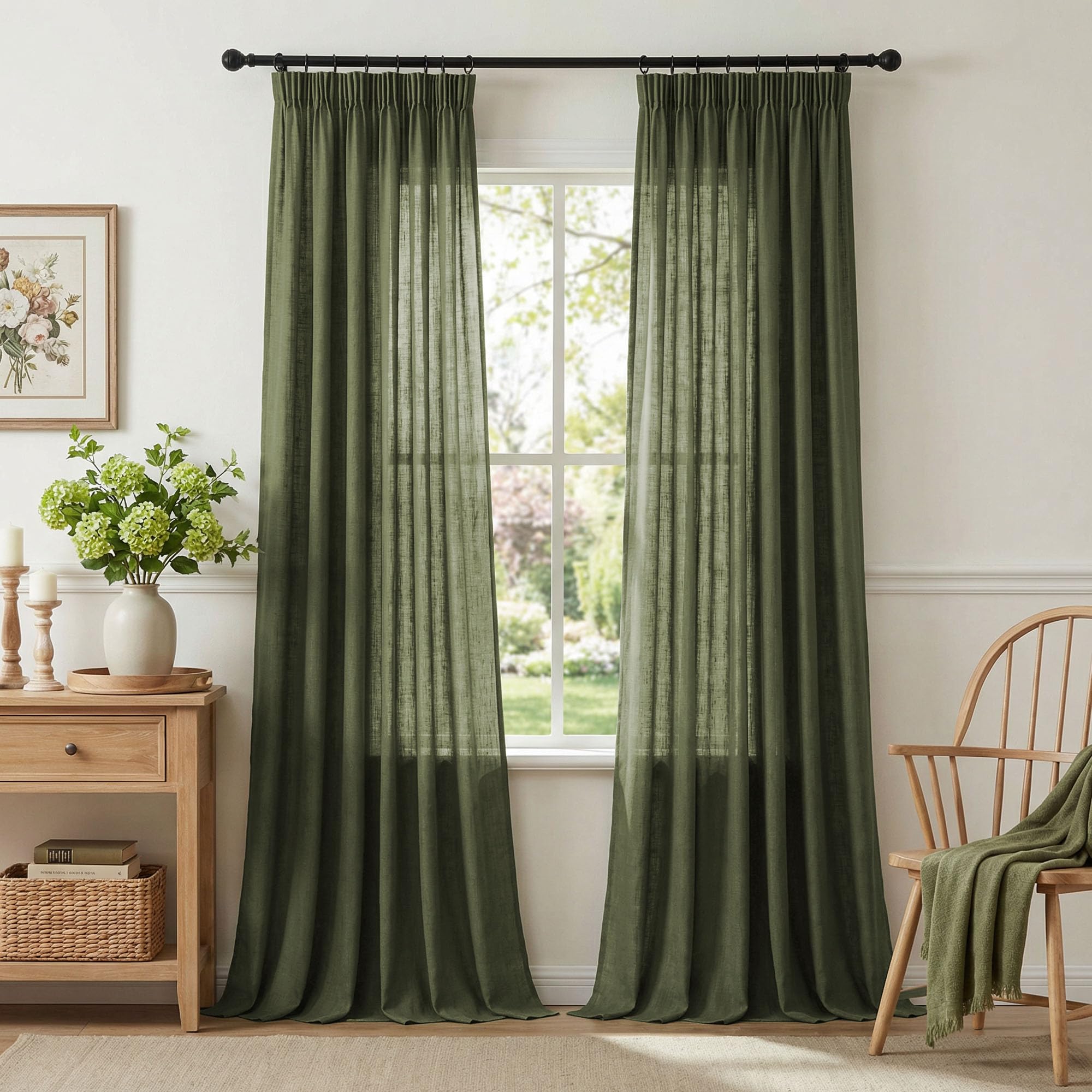VIVICOZY BohoTransparent Vorhang,Gardinen für Wohnzimmer Schlafzimmer,Weiß, H145 x B140cm