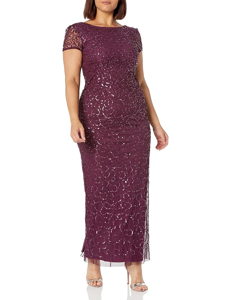 Amazon.com: Adrianna Papell Women's Beaded Short Sleeve Gown