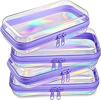 Vista 28 de Hoolerry 4 piezas de estuches rígidos transparentes con cremallera, bolsas de maquillaje, estuche de lápices de plástico, contenedores de caja
