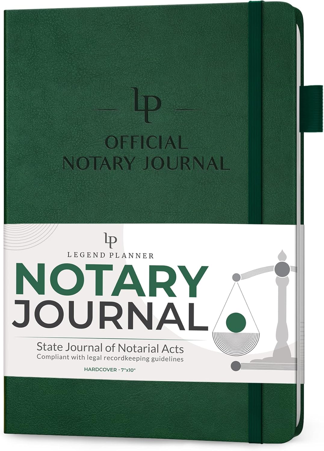 Legend Notary Journal – Hardcover Notary Log Book with Pre-Printed Entries – Notary Public Journal of Notarial Acts – Notary Supplies – 250 Entries, Numbered Pages, 7"x10" (Dark Green)