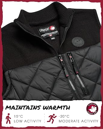 CANADA WEATHER GEAR Mens Puffer Vest - Water Resistant Windproof Insulated Quilted Puffer Vest for Men Zip Up Sweater Yoke