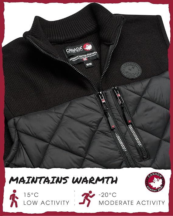 CANADA WEATHER GEAR Mens Puffer Vest - Water Resistant Windproof Insulated Quilted Puffer Vest for Men Zip Up Sweater Yoke