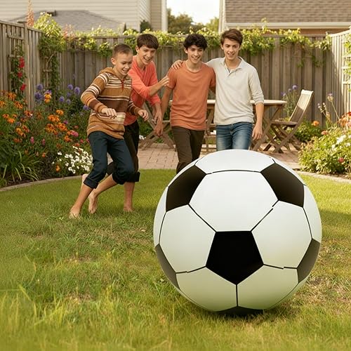 Miniatura 7 de Lewtemi 2 pelotas inflables de fútbol de playa, 27 bolas inflables gigantes de fútbol grandes para actividades al aire libre, decoración de piscina