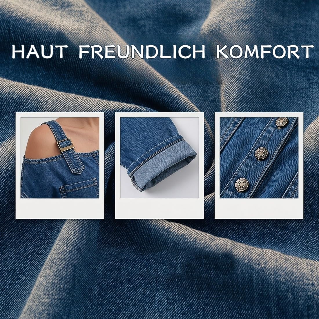 Jeans Overall Damen Jumpsuit, Weit Geschnittener Overall mit Weitem Bein und Taschen, Echter Komfort Trifft Retro-Stil, Schmeicheln Sie Ihren Natürlichen Kurven