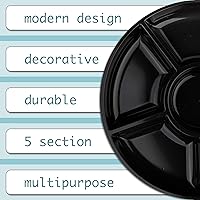Vista 6 de PLASTICPRO Bandeja de servir redonda de plástico de 6 secciones/platillo (2, Negro)