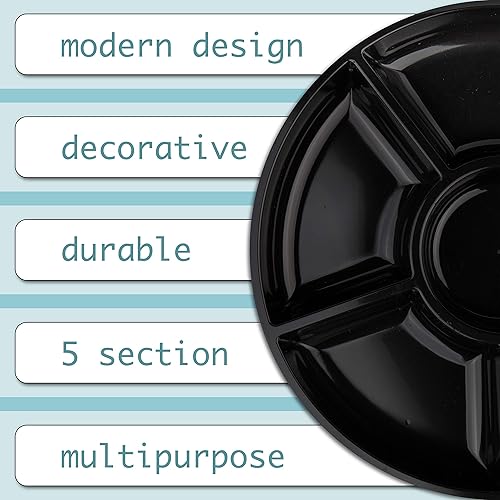 Vista 75 de Plasticpro 6 bandejas seccionales redondas de plástico para servir/platos transparentes, paquete de 2 Claro