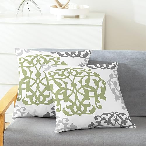 Miniatura 2 de CaliTime Juego de 2 fundas de almohada decorativas de forro polar en dos tonos con brújula floral geométrica para sofá, cama, decoración de casa