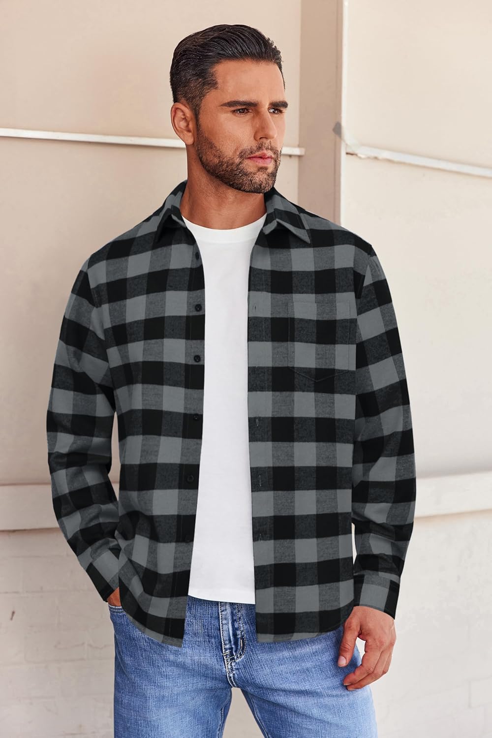 COOFANDY Mens Flannel Shirts Long Sleeve Button Down Shirt with Pocket Casual Shirts Work Shirts for Men - Image 2