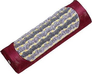 MediCrystal Non Electric Amethyst Tourmaline Mini Pillow - 17"x5"x3" Firm Cervical Support Bolster - Natural Crystals Emit Infrared Rays & Ions Using Body Warmth - Matches Red-Violet MediCrystal Mats