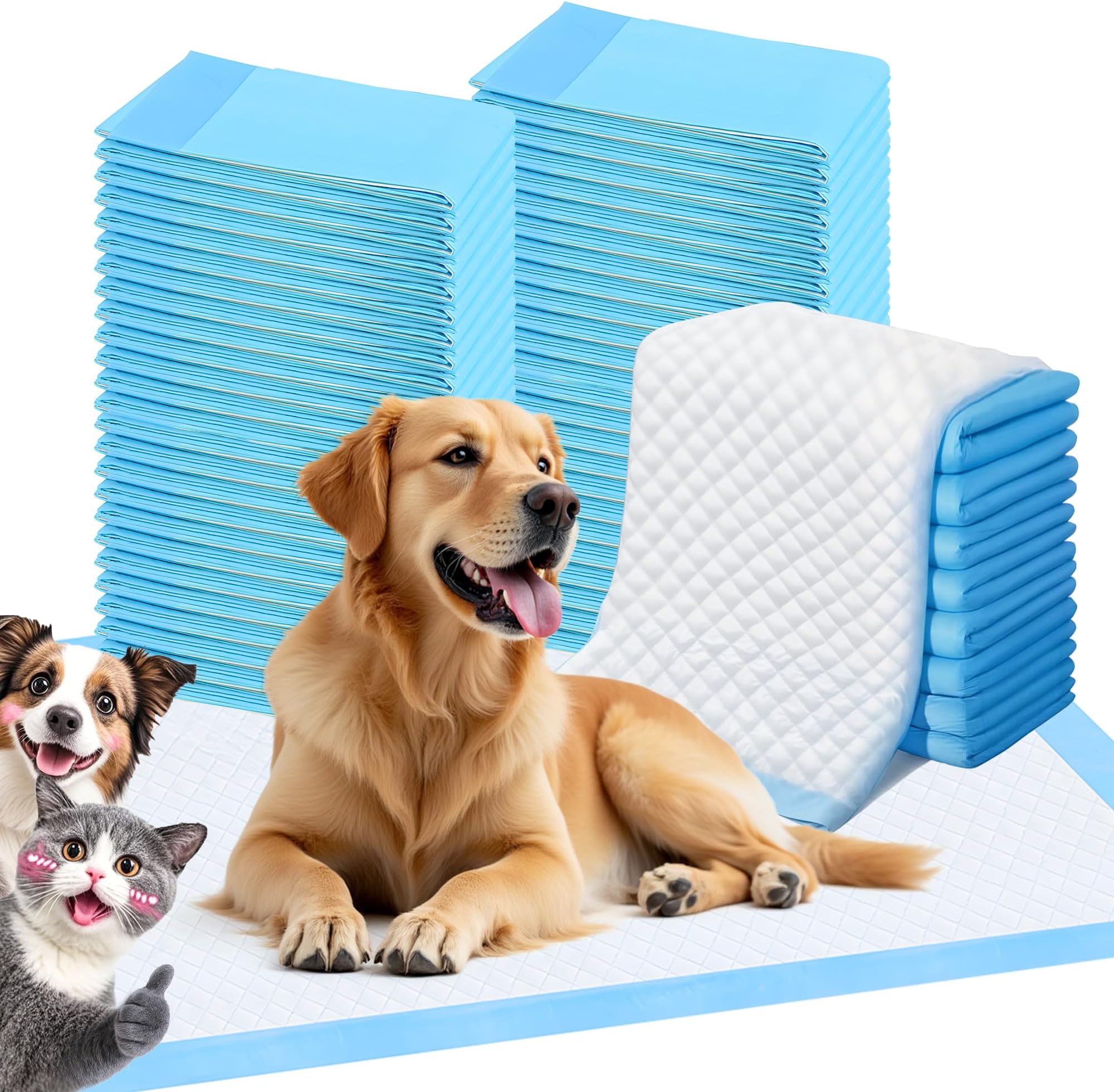 FluffyDream Super Absorbent Waterproof Dog and Puppy Pet Training Pad, Housebreaking Pet Pad,Blue (23.6"x23.6"（40PCS）)