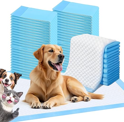 FluffyDream Super Absorbent Waterproof Dog and Puppy Pet Training Pad, Housebreaking Pet Pad,Blue (13"x17.7"(100PCS))