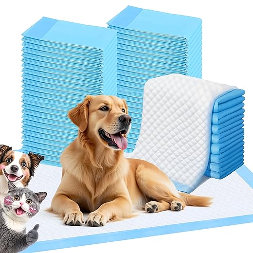 FluffyDream Super Absorbent Waterproof Dog and Puppy Pet Training Pad, Housebreaking Pet Pad,Blue (17.6"x23.6" (50PCS))
