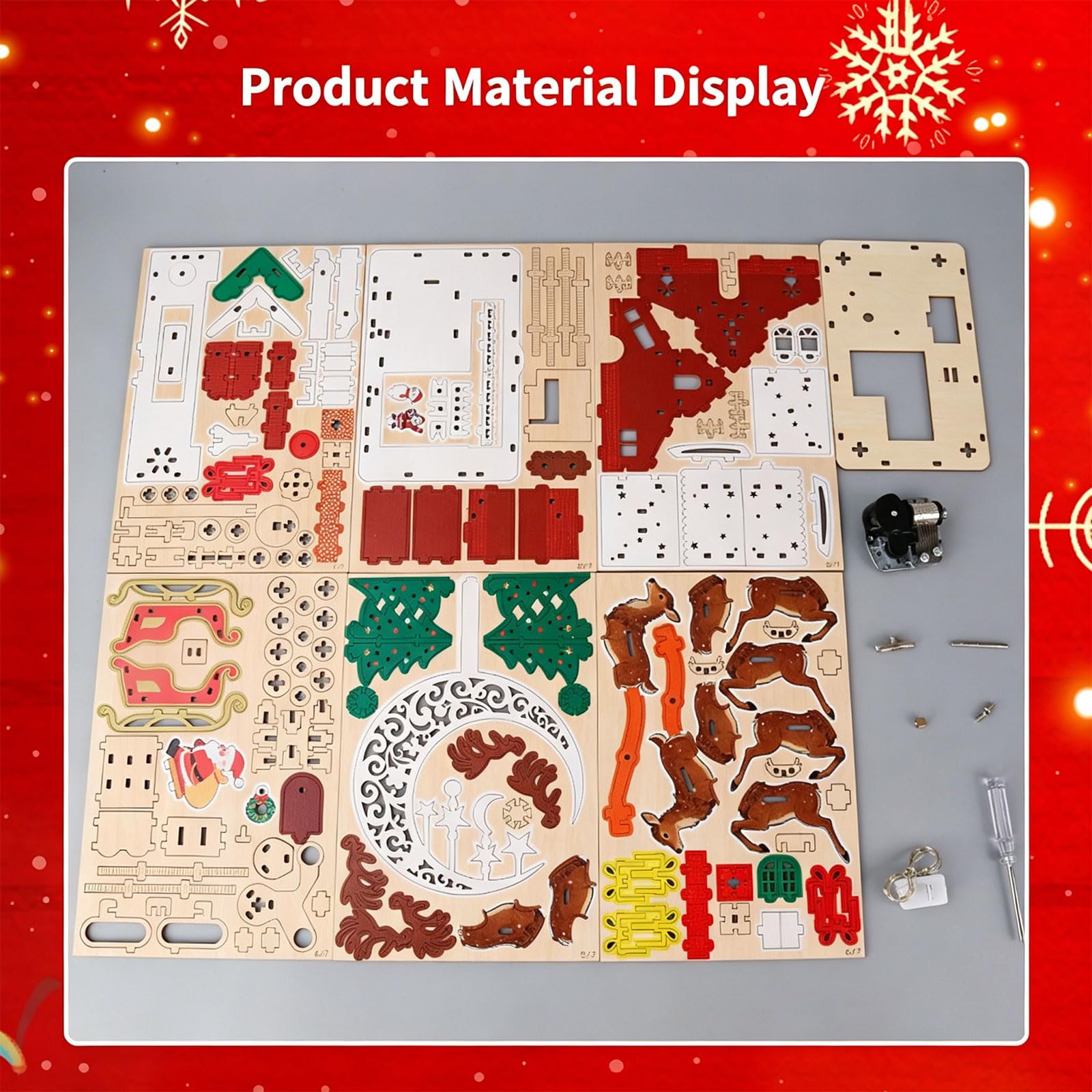 Caja de música de madera brillante con iluminación LED, adorno mecánico para fiestas, decoración del hogar, caja de música de madera