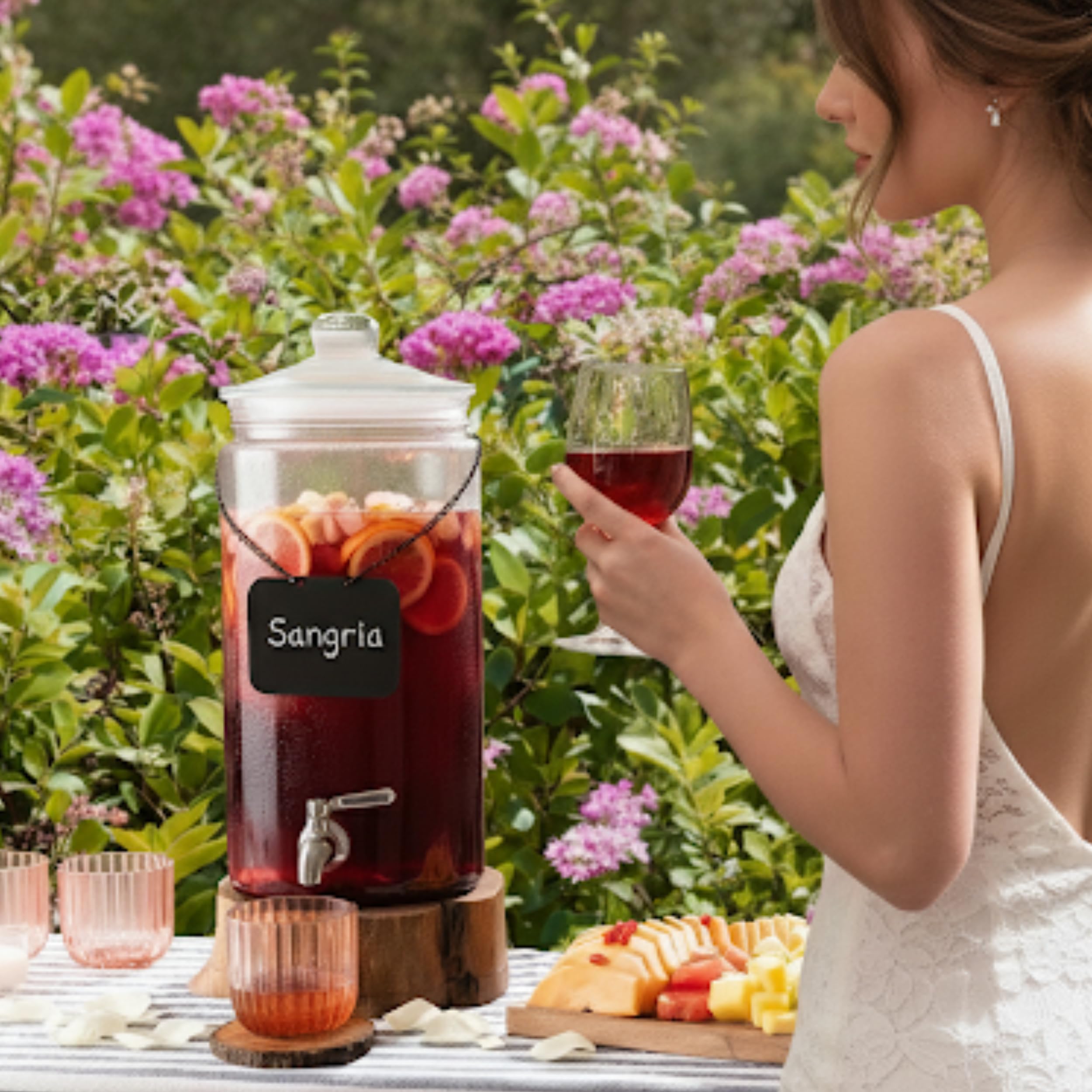 Dispensador de bebidas de vidrio de 2 galones con boquilla para fiestas, soporte alto hermético estilo Mason con espiga de metal para kombucha, agua, jugo, ponche, cócteles, té helado y té de sol